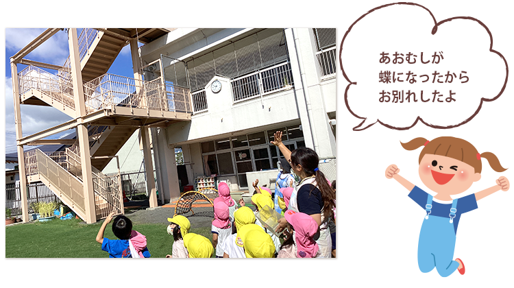 あおむしが蝶になったからお別れしたよ